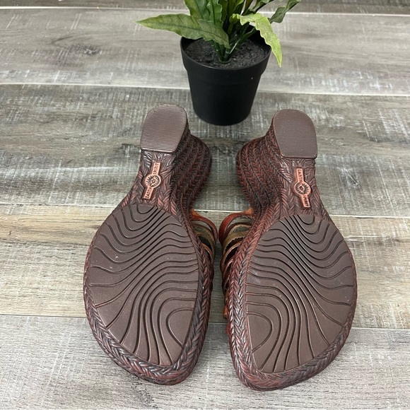 EARTH SPIRIT Gelron Birch Leather Brown Earthtone platform Sandal Slide Size 6.5 - Picture 11 of 11